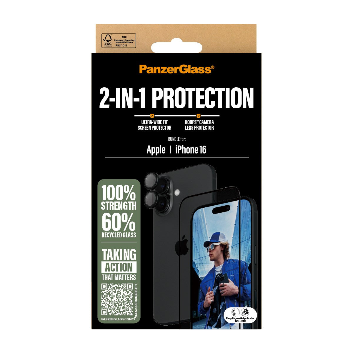PanzerGlass® 2-i-1 Pakke iPhone 16